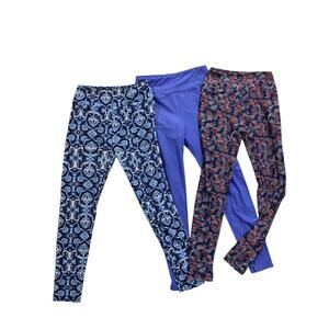 One Size LulaRoe Womens Leggings 3 Pair Assorted Purples Blues